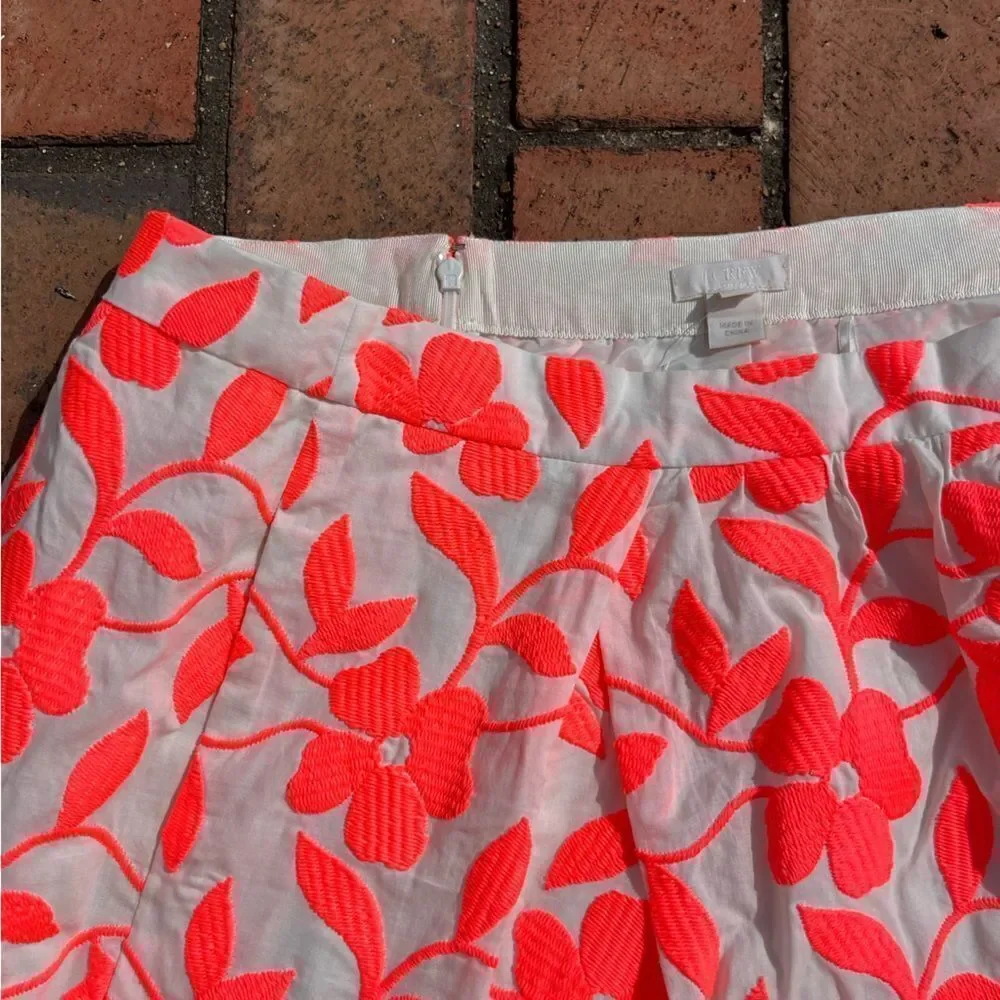 J Crew Collection Neon Embroidered Floral Skirt NWT
